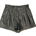 Frame  Leather Shorts Womens 27 Pleated High Waisted Noir Black Lamb Skin $578 Photo 1