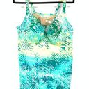 Cacique Swim By  Tankini Top Women's Size 44DD Abstract Print Blue Green Photo 0