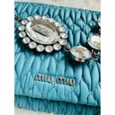 Miu Miu  Nappa Leather Matelassé Crystal Crossbody Bag Handbag Turquoise Auth Photo 6