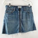 Free People  High Waisted Frayed Hem Zip It Up Denim Mini Skirt Blue 28 / 6 Photo 8