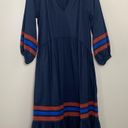 Sundry Anthropologie  Varsity Stripe Midi Dress Navy Cotton Size 0/XS Photo 3