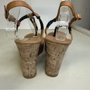 Qupid  Tan Black Gold Cork Platform Wedge Sandal Women’s 7.5 Photo 6