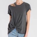 n:philanthropy Zander Distressed Short Sleeve Cotton T Shirt Olive Green Medium Photo 2