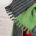 Prada  Unisex Scarf Striped Green Black Neck Wrap Shawl 100% Cashmere Fringed Photo 5