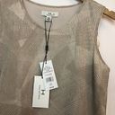 H by Halston NEW NWT H HALSTON Shell Eyelash Fringe Beige Tan Sleeveless Geometric Tank Top Photo 5