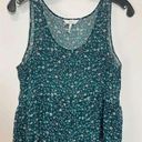 Kirra  Women's Sleeveless Ditsy Floral Scoop Neck Sheer Peplum Blue Top Size S Photo 0