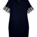 Talbots Navy Blue White Embroidered Short Sleeve Shift Dress Small S Preppy Photo 0