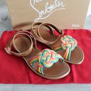 Christian Louboutin  Ella Rainbow Braided Leather Flat Sandals Photo 4