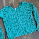 Free People  Green Cable Knit Sweater Size Small Photo 4