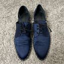 Freda Salvador Wit D'orsay Blue Satin Lace Up Oxford Flats Studded Womens 7 Photo 6