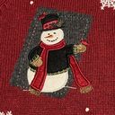 Croft & Barrow  Womens Cardigan Sweater Large Red Full Zip Snowman Ugly Christmas Photo 2