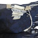 Marina Rinaldi Italy NWOT Marina Rinaldi Navy Blue Printed Italian Silk Chiffon Fringe Stole Scarf Photo 2