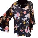 Est. 1946  Boho Whimsygoth Hippie Romantic Floral Bell Sleeve Strappy Blouse Photo 0