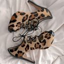 Talbots  | Leopard 4" Heels platform Faux Hair Lace Up Open Toe Stilettos | 6.5 Photo 2