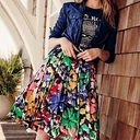 J.Crew  Silk Pleated Brushstroke Print Midi Skirt Photo 1