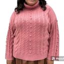 Eloquii  Blush Pink Cable-Knit Turtleneck Sweater, Size Photo 0