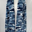 Gibson New  Camo Print Fleece Open Front Cardigan Sweater Blue Multi Photo 2