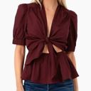 Tuckernuck  Hyacinth House Burgundy Piper Tie Front Blouse NWT Size XXL Photo 0