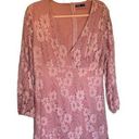 SheIn  Curve Pink Lace V-Neck Floral Dress Women's Plus Size: 1XL Photo 1