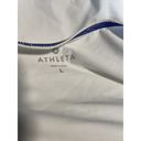 Athleta White Work Out Long Sleeve Shirt Blue Sticthings Womens L Photo 3