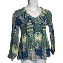 Sharagano  Long Sleeve Crinkle Peplum Hem Blouse size Small Photo 0