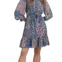 Rachel Parcell  Garden Blue Floral Shirt Dress Midi Chiffon Tie Waist Size 12 New Photo 2