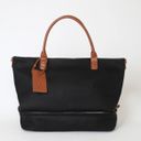 Lulus Weekend Traveler Black and Cognac Tote Bag Photo 2