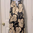 Natori  Floral Long Satin Slip Dress Vintage Gold Black Floral Size Medium Photo 2