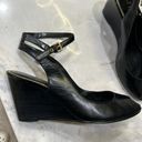 Ralph Lauren | Black Sling Back Wedges With Ankle Strap Size 8.5 Photo 1