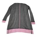 Talbots T by  Mixed Texture Marled Cardigan Womens Sz S Pink/Black/Grey Long Cozy Photo 2