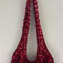 Vintage 90s Y2K Red Crochet Circle Dangle Sequin Slouchy Shoulder Bag Purse Photo 1