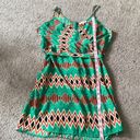 JustFab  Orange & Green Zig Zag V-Neck Tank Dress | Size Medium Photo 12