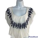 Vintage Havana Crop Top Vine Embroidered Ruffle White Women's Medium Boho Photo 0