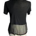 Vintage Y2K Wild Spirit Cropped Top S Black Sheer Ruffle Short Sleeves Eagle Photo 3