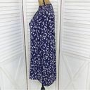 In Bloom Floral Bell Sleeve Tunic Shirt Dress Blue White Small Photo 1