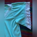 American Vintage VTG 70’s Terrycloth Aqua with white Lace trim Bohemian top! OSFM. Photo 13