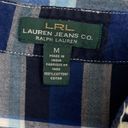 Krass&co LRL Lauren Jeans  Shirt Womens Medium Blue Plaid Button Up Blouse Roll Tab Photo 2