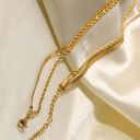 18k Gold PVD over Stainless Steel Multilayer Herringbone & Rope Chain Necklace Photo 3