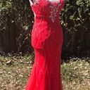 David's Bridal Coral Beaded Backless Mermaid David’s Bridal Prom Photo 4