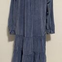 Pilcro Anthropologie Marta Corduroy Blue Tiered Maxi Dress 3/4 Sleeve Photo 3