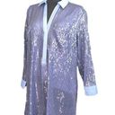 Pilcro  Long-Sleeve Sequin Mini Shirt Blue Dress. | Small Photo 0