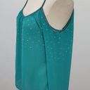 Daytrip  turquoise studed strappy back cold shoulder blouse size medium Photo 4