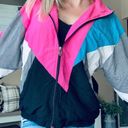 Lavon Vintage funky retro color block zip up windbreaker jacket Photo 2