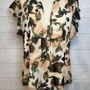 DKNY  brown floral flutter sleeve peasant top Size Large Photo 0