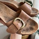 Kork-Ease  Minka Leather Slide Platform Cork Sandals 6 Tan Slip On Buckle Photo 3