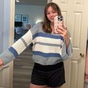 Sincerely Jules blue striped v neck sweater Photo 3