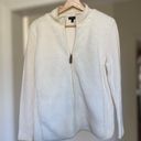 Talbots Women's  Mixed Media Cream Fuzzy Zip Up Sherpa Sweater size Large Petite Photo 2