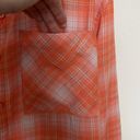 Abound Nordstrom Plaid button down shirt top SMALL long sleeve blouse orange white Photo 4