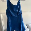 Lulus Blue Satin One Shoulder Mini Dress Photo 4