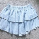 Aerie NWT  Weekend Ruffle Mini Skirt Sweatshirt Tiered Heathered Grey Size Medium Photo 1